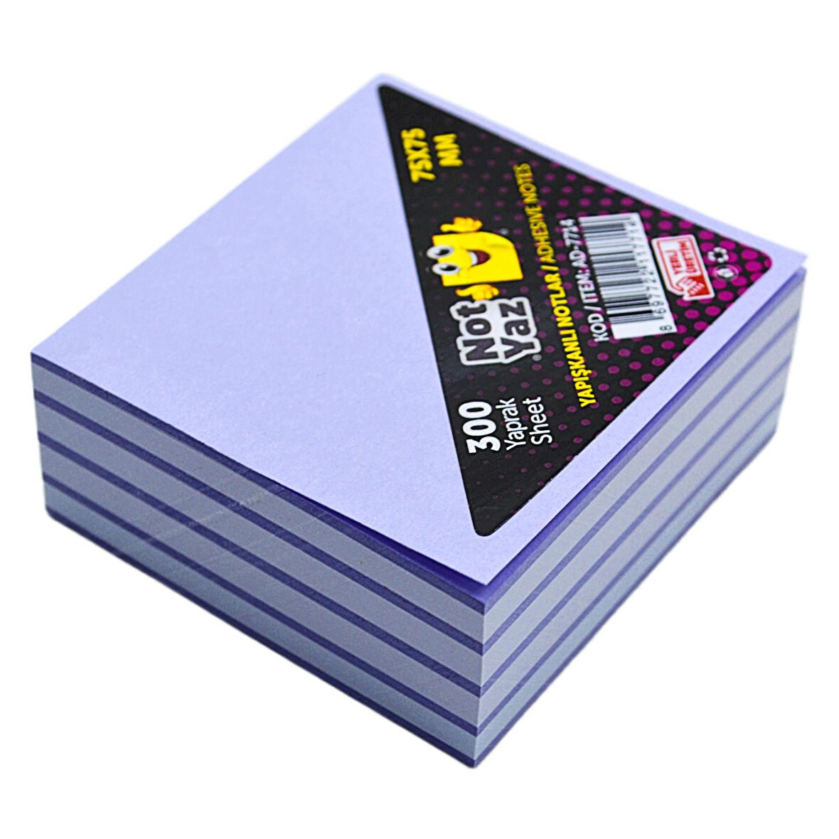 NotYaz 75x75  Yapışkanlı Küp Not 300 Yaprak Lila-Beyaz (AD-7714)