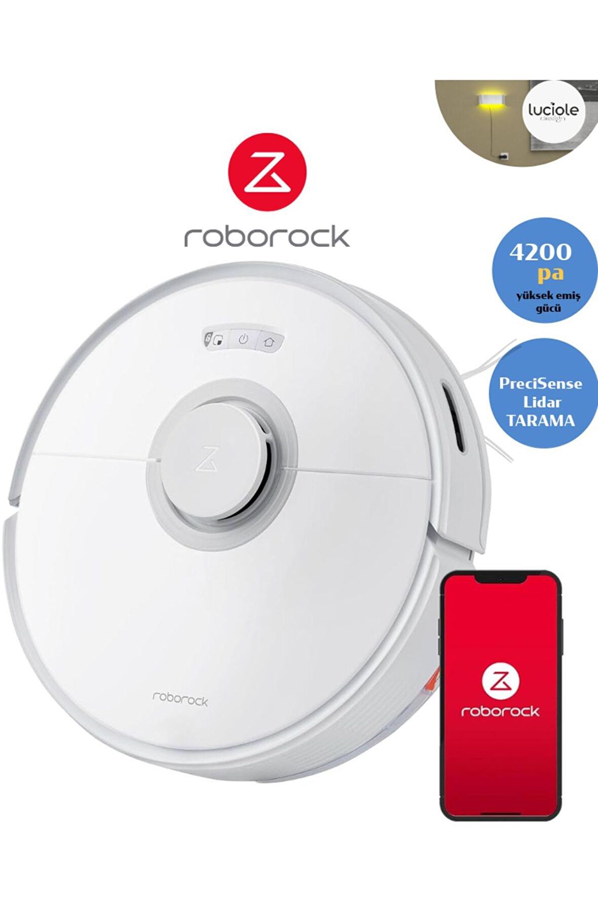 Roborock 4200PA Basınçlı Mop ,6 saat şarj ,4 Ayrı Haritalama, Lidar Tarama Robot Süpürge 