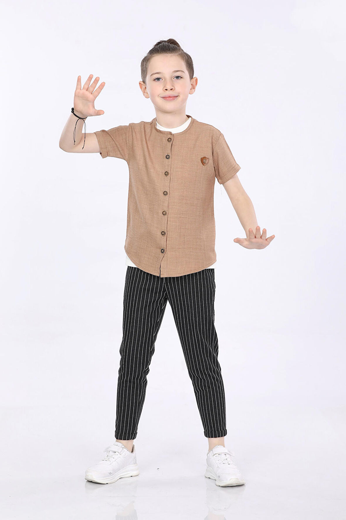 Mornio Erkek Çocuk Gömlek-T-shirt ve Pantolon 3 lü Takım VF24KMR5102122