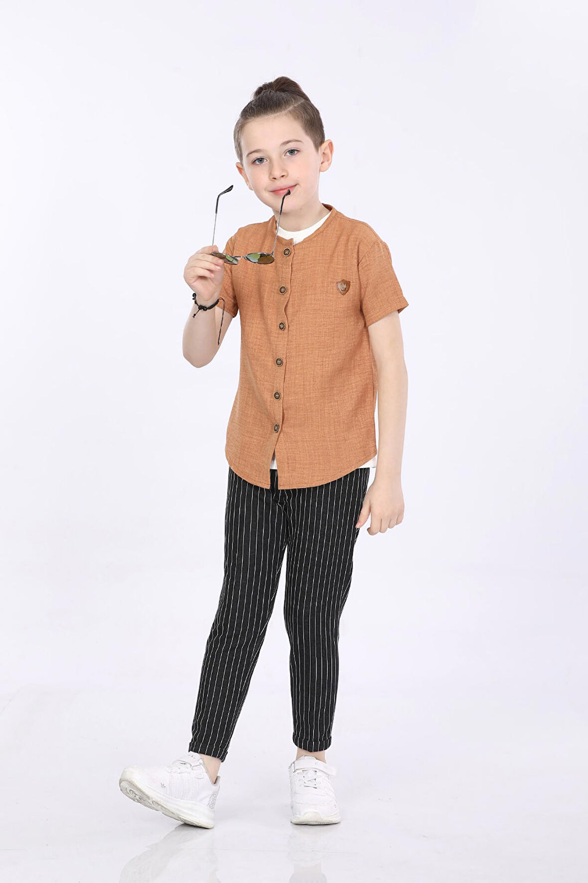 Mornio Erkek Çocuk Gömlek-T-shirt ve Pantolon 3 lü Takım VF24KMR5102122