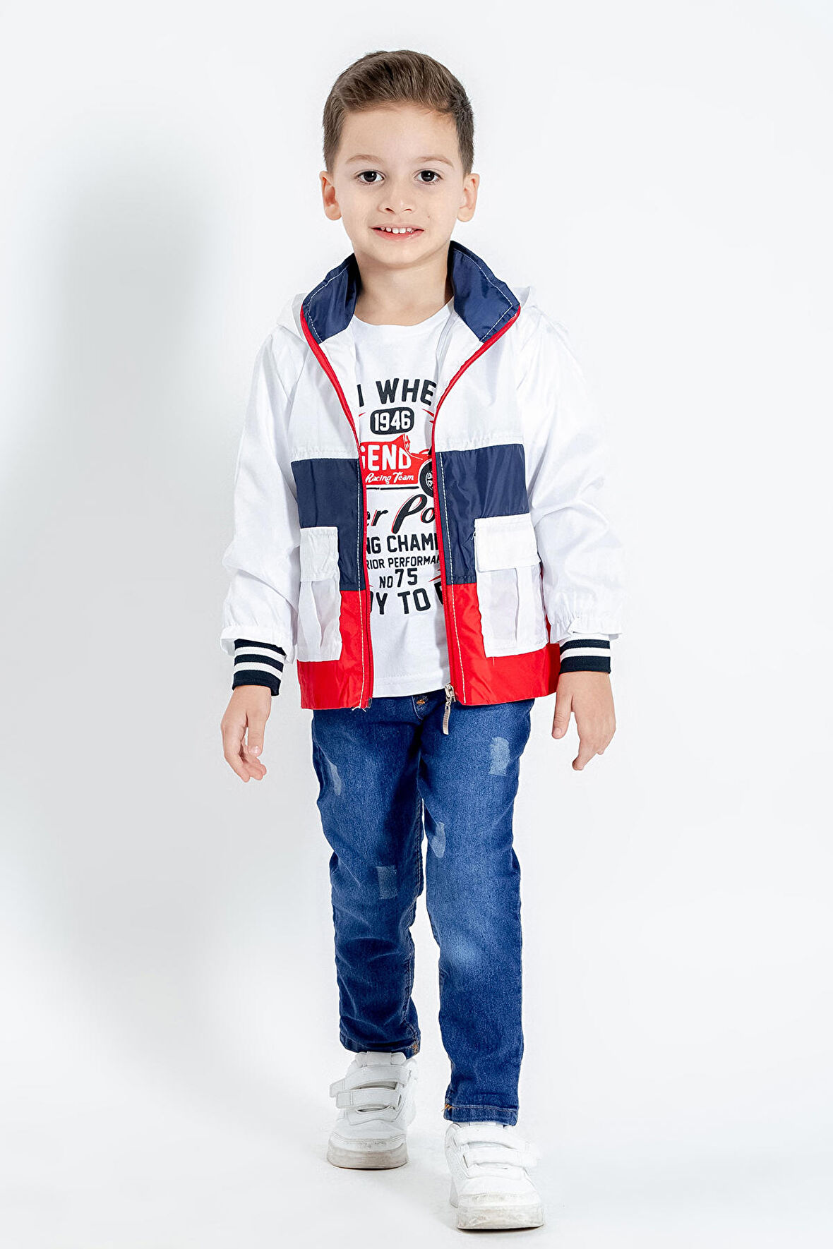 Hola Kids Erkek Çocuk Yağmurluk-Pantolon ve Tişört 3 lü Takım HLK5060154