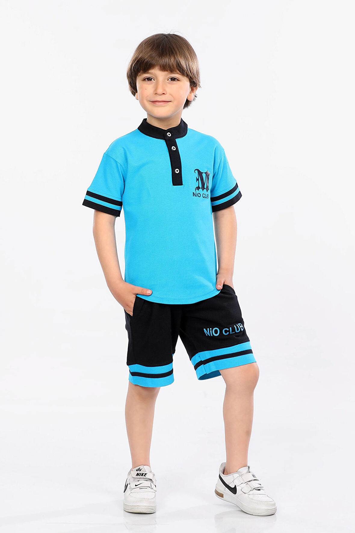 Mornio Erkek Çocuk Logolu Tişört ve Şort Lacost Kumaş İkili Yazlık Takım MRN5109798VF