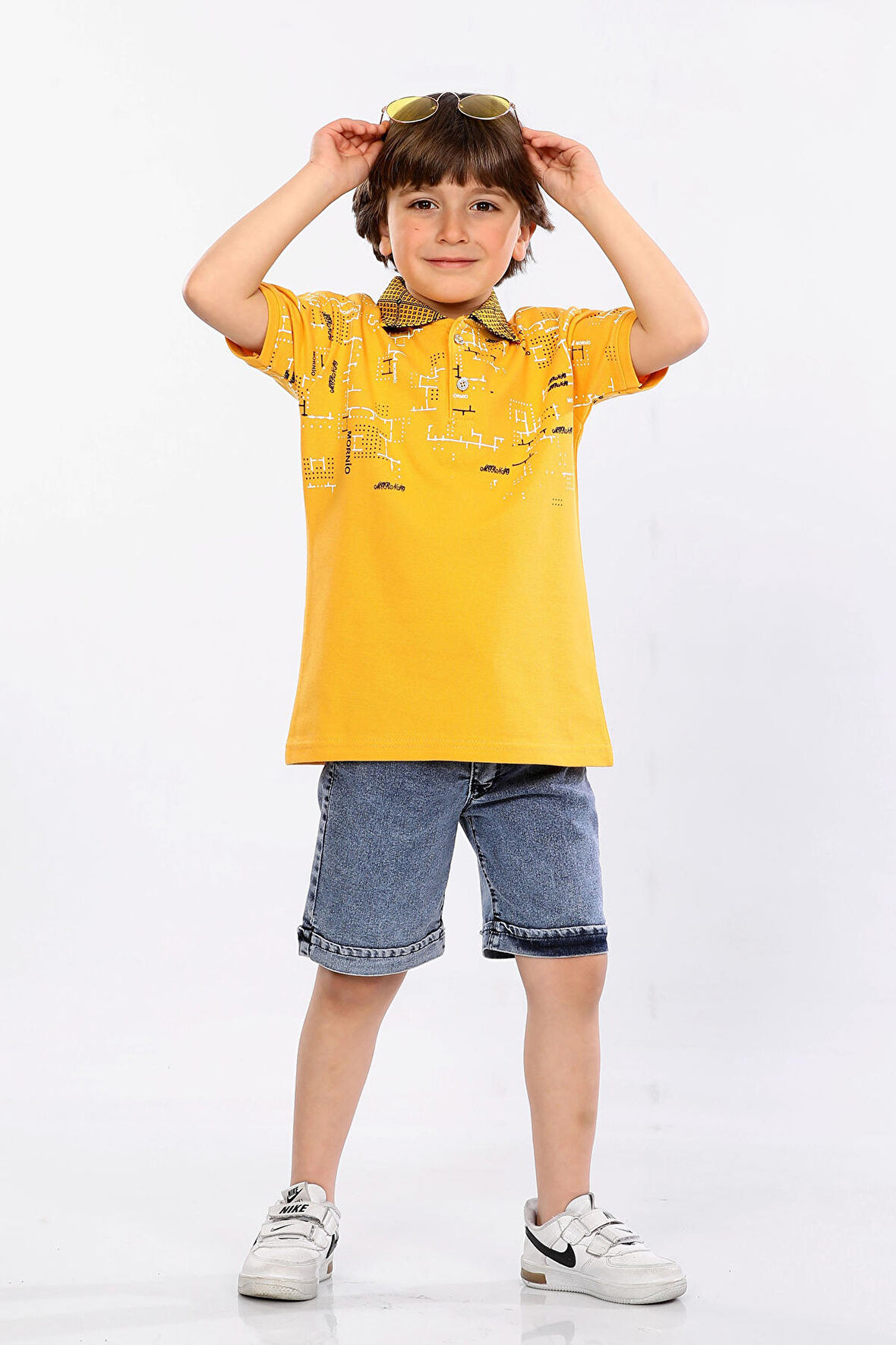 Mornio Erkek Çocuk Polo Yaka  Lacost Kumaş Tişört ve Kot Şort  İkili Yazlık Takım MRN5111112VF