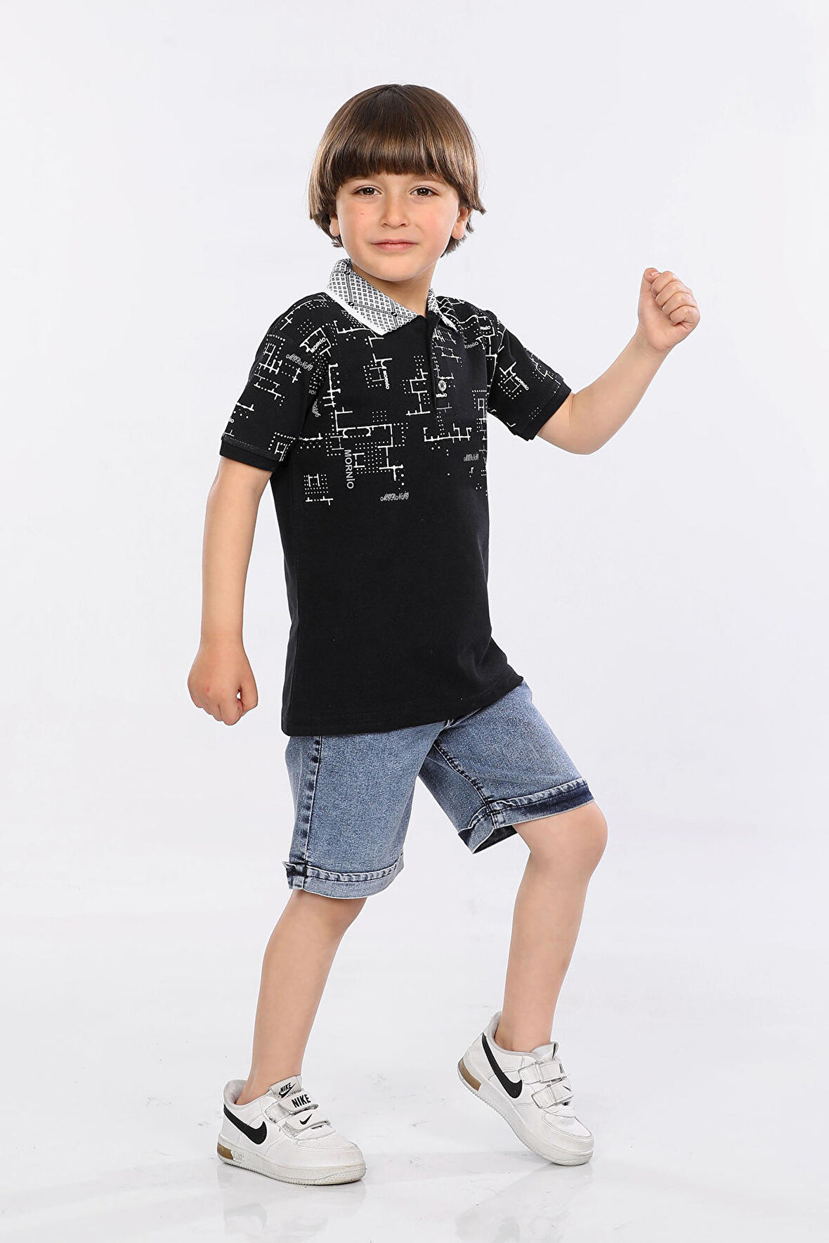 Mornio Erkek Çocuk Polo Yaka  Lacost Kumaş Tişört ve Kot Şort  İkili Yazlık Takım MRN5111112VF