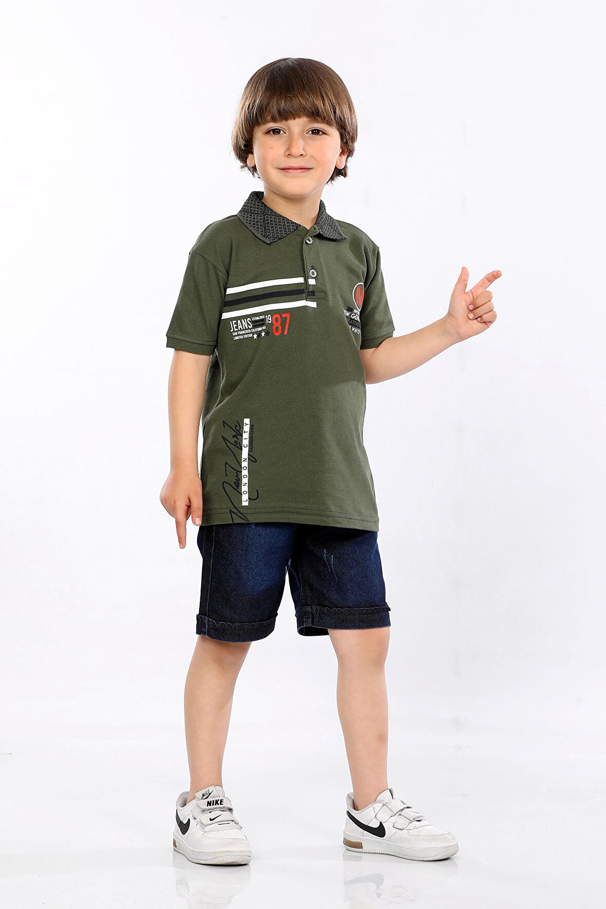 Mornio Erkek Çocuk Polo Yaka  Lacost Kumaş Tişört ve Kot Şort  İkili Yazlık Takım MRN5111314VF