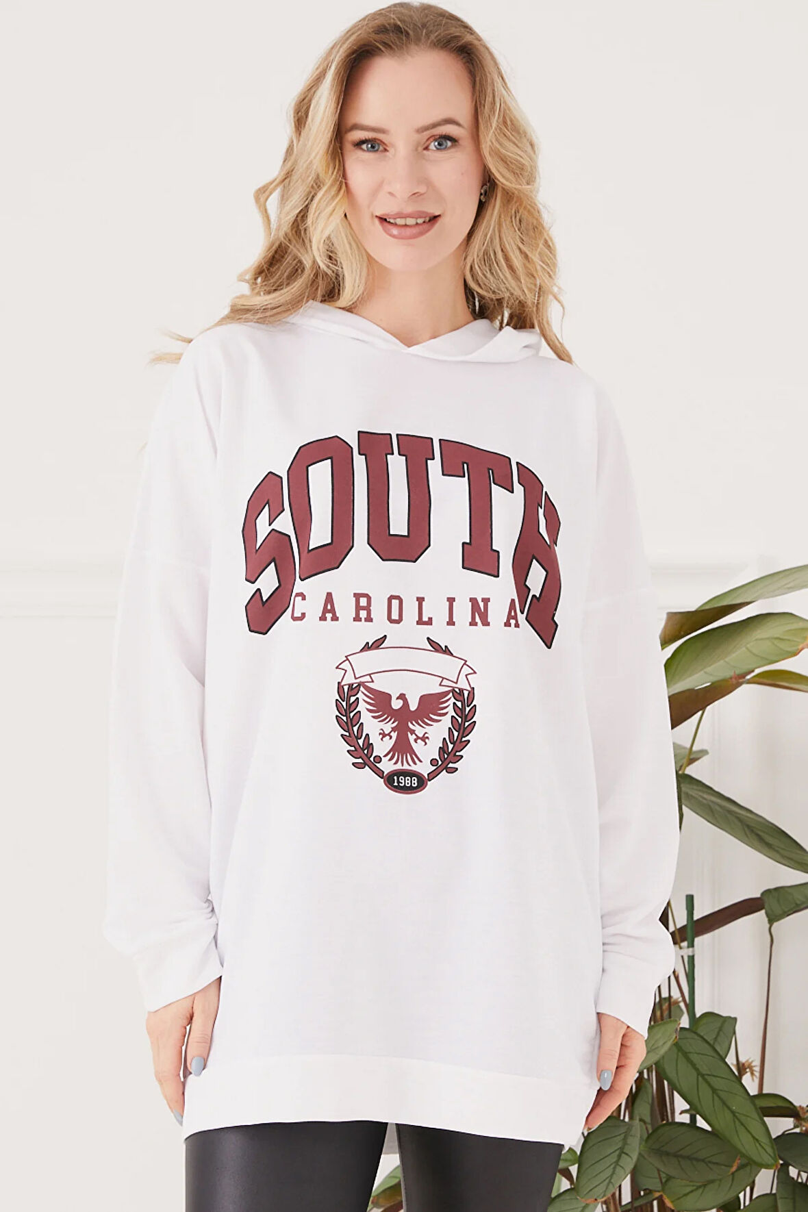 Go Veform Kapüşonlu Oversize Kadın Sweatshirt Beyaz ZN5029