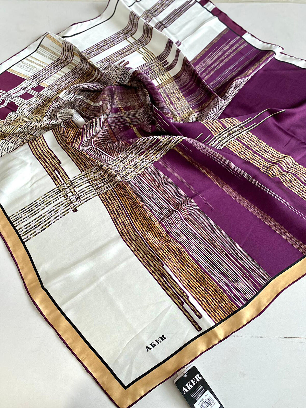 Aker Sura İpek Eşarp 42604  Mor Karışık Desen 