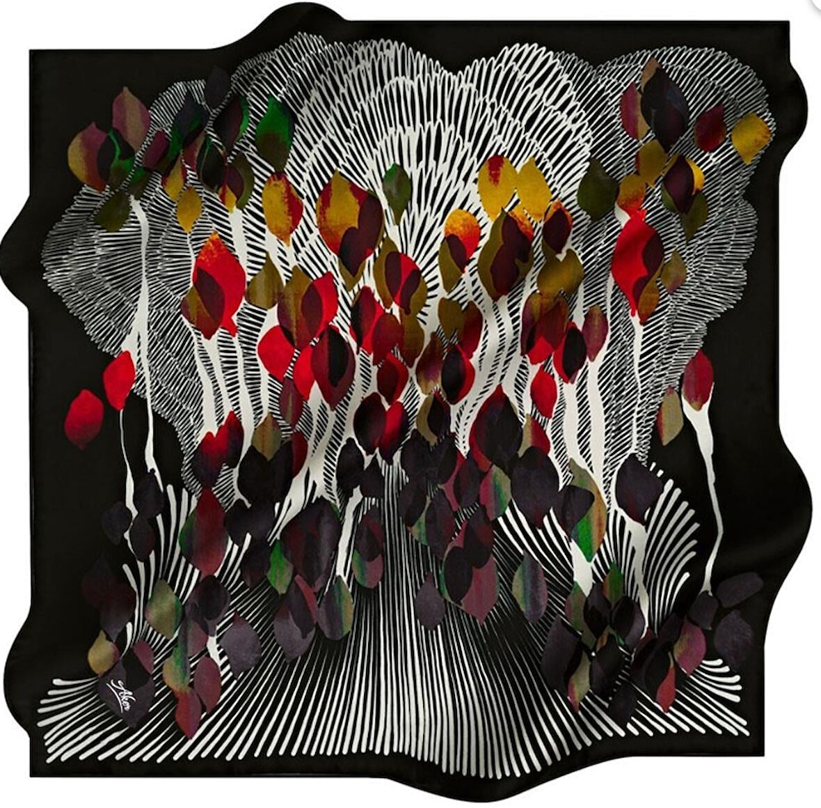 Aker Polyester Eşarp 51810 Siyah Karışık Desen