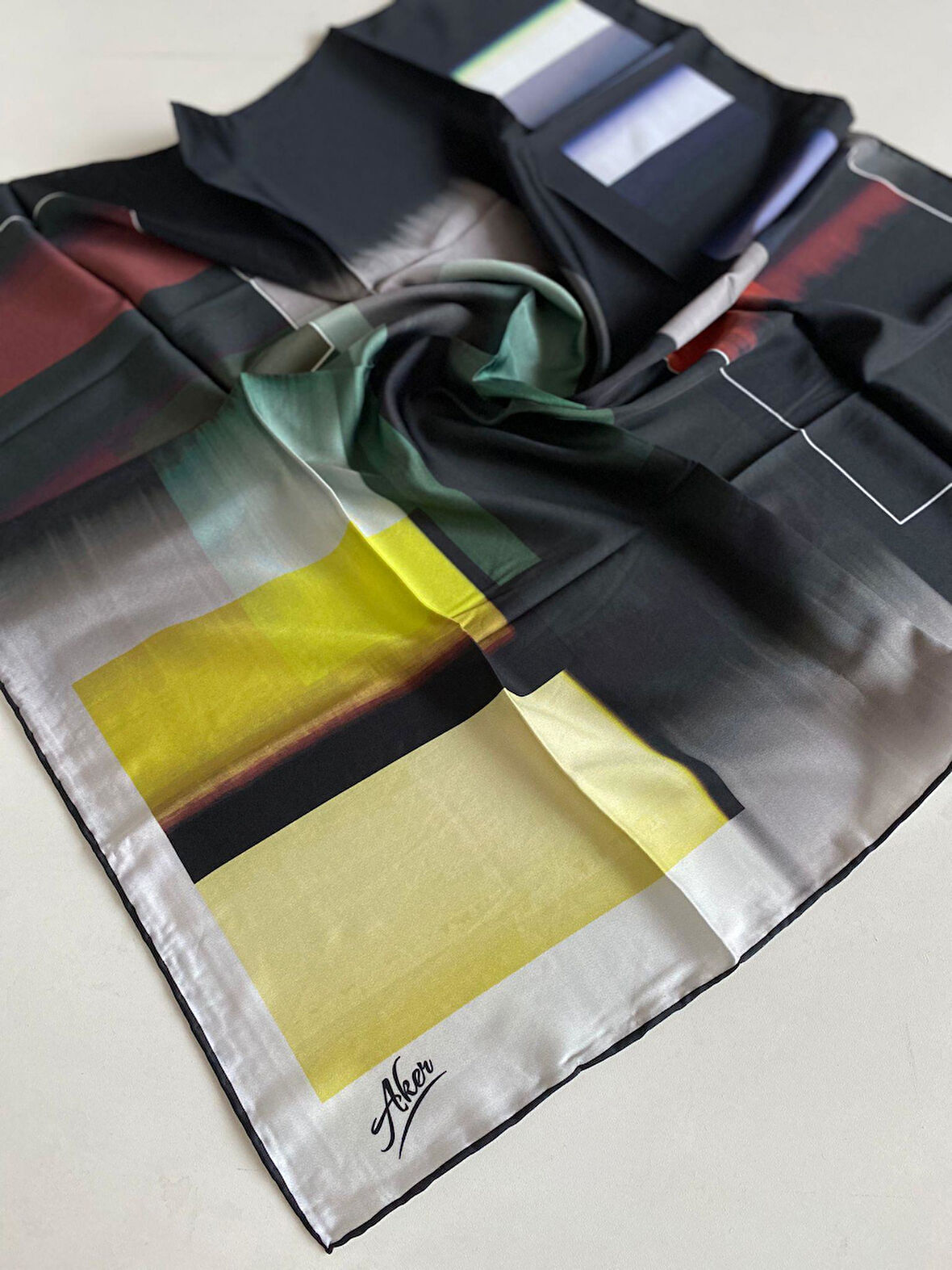 Aker Polyester Eşarp 51808 Sarı Karışık Desen