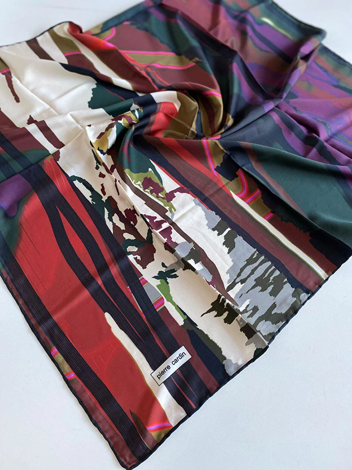 Pierre Cardin Polyester Eşarp 51817 Bordo Siyah Karışık Desen