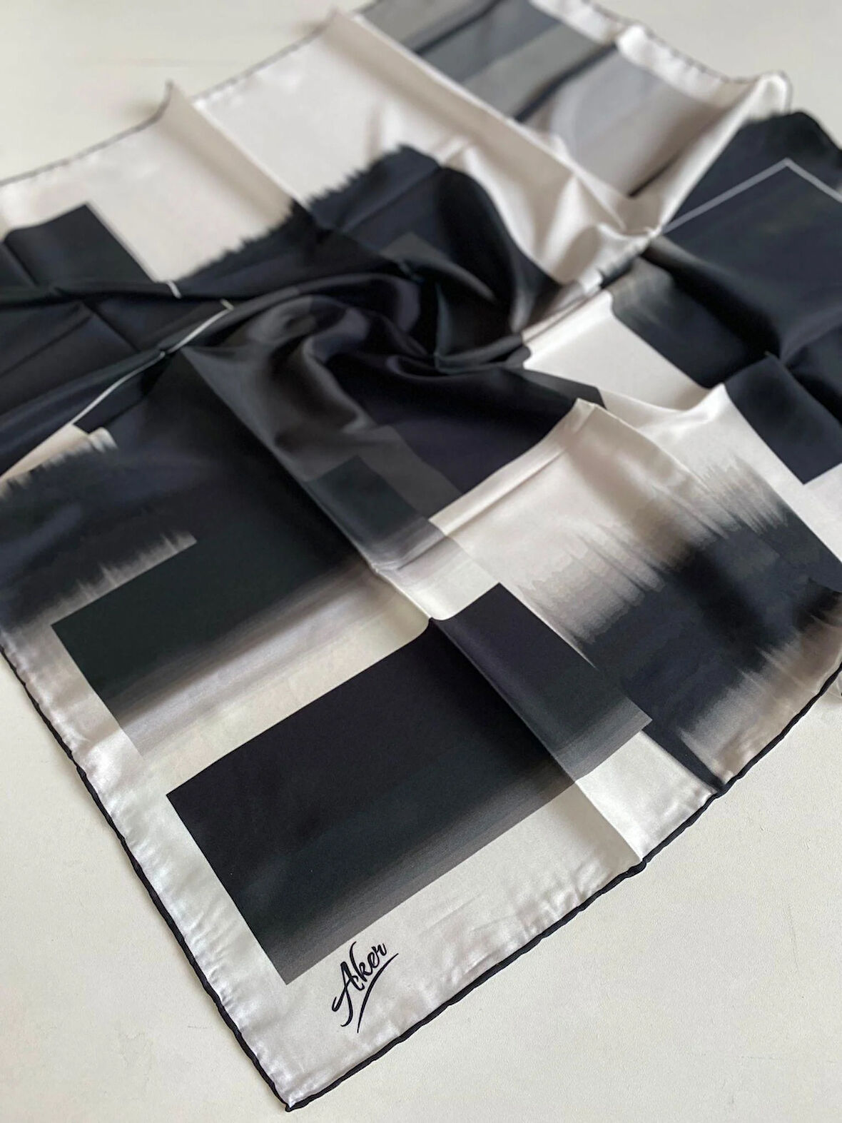 Aker Polyester Eşarp 51806 Gri Karışık Desen