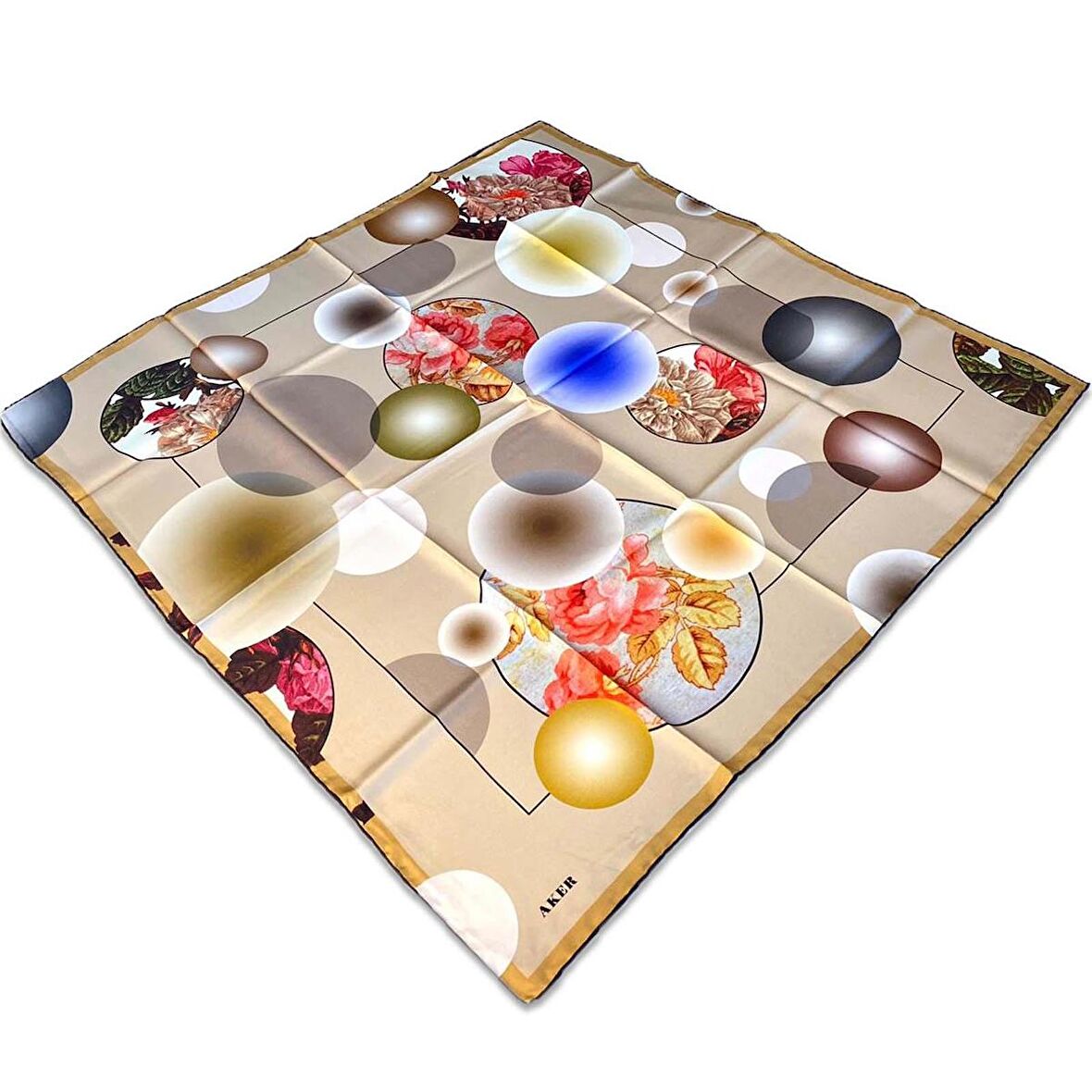 Aker Vizon Füme Karma Desen Tivil İpek Eşarp 8806713-912