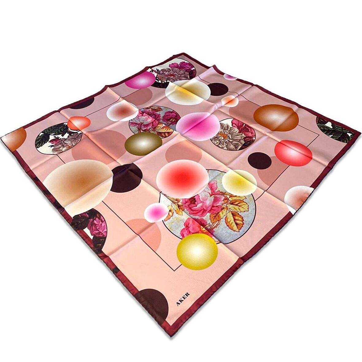 Aker Pudra Karma Desen Tivil İpek Eşarp 8806713-941