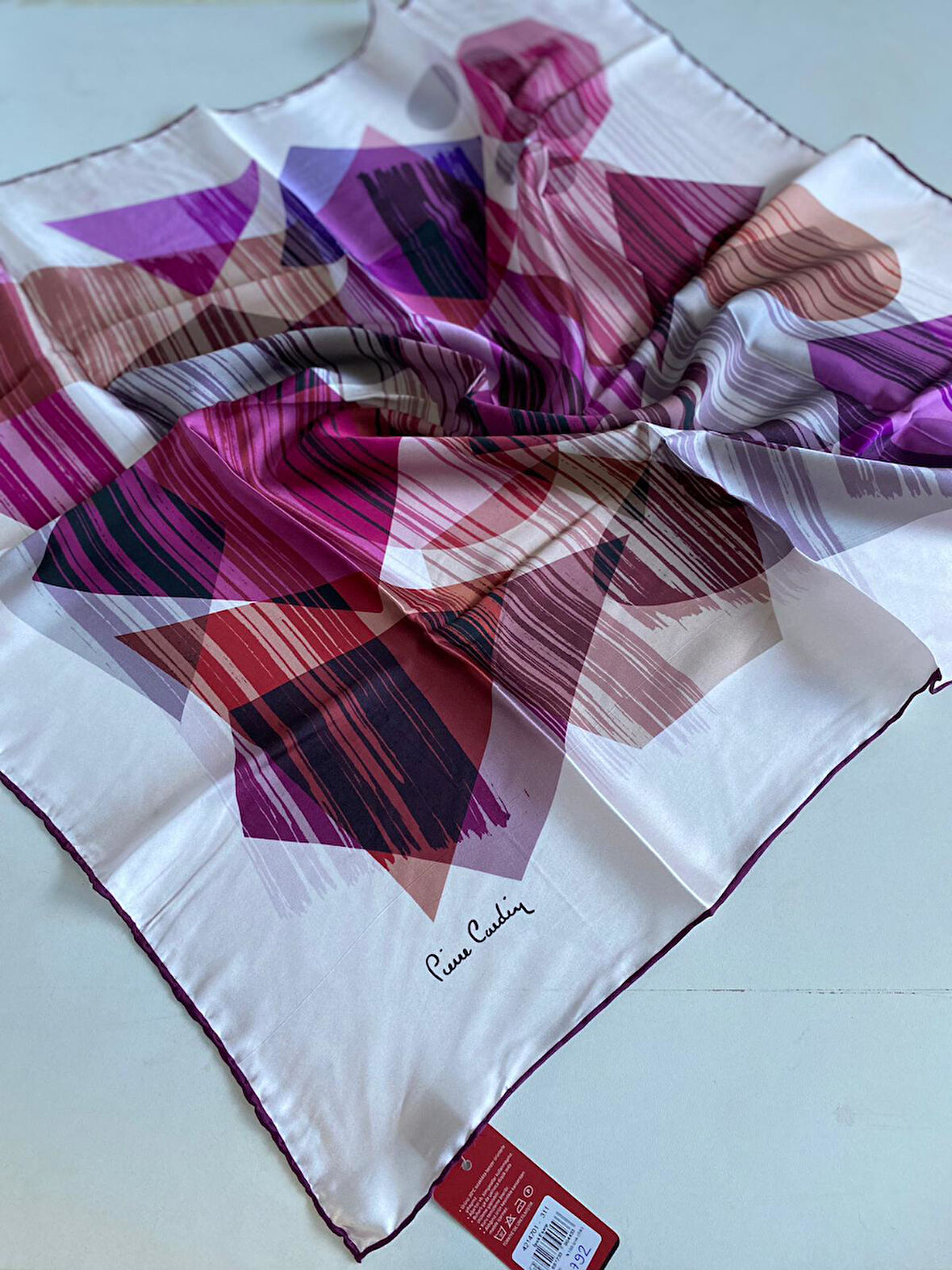 Pierre Cardin Sura İpek Eşarp 42792 Pudra Pembe Karışık Desen