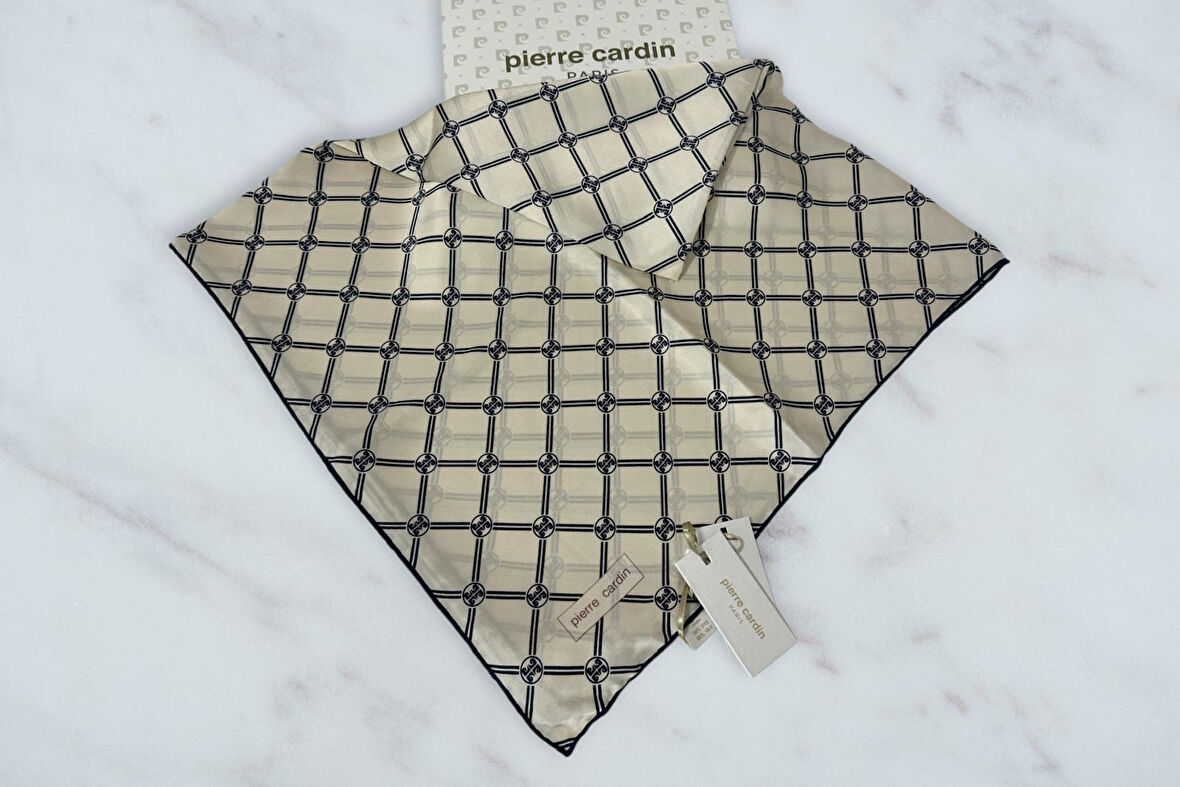 %100 İpek (Silk) Crepe Saten Eşarp - Krem- 8902230-324
