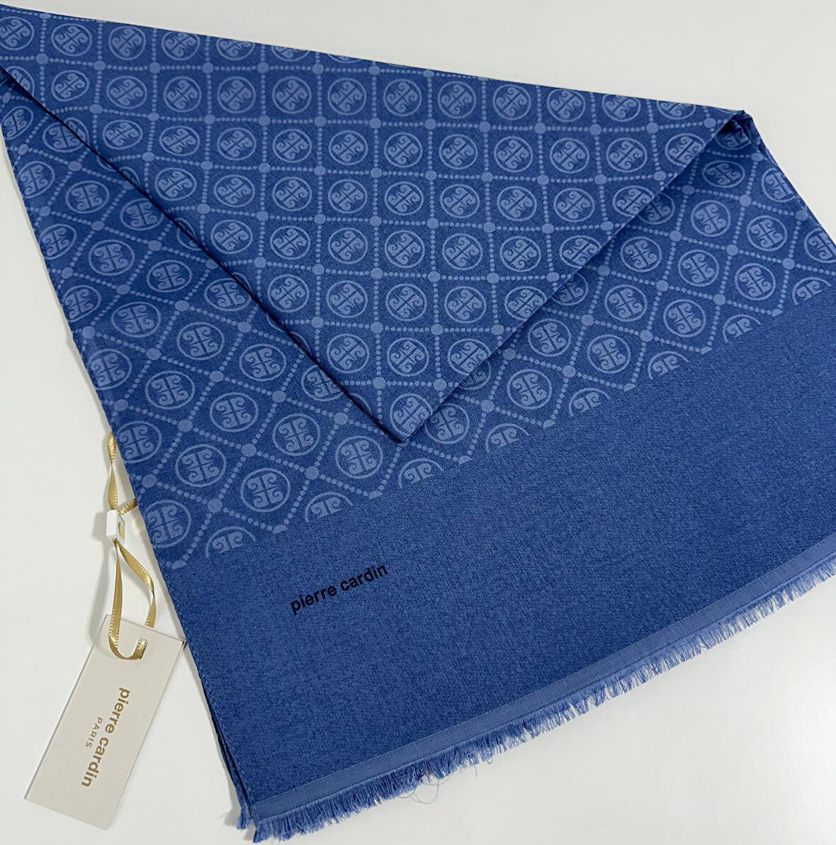 Elegans Monogram Şal-75 X 190-090700-922 İndigo Mavi