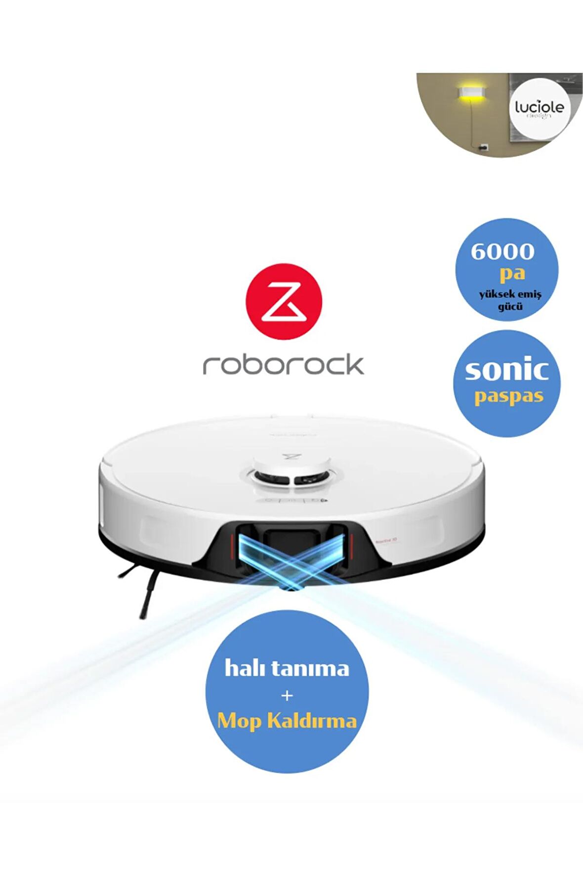 Kamera Lidar haritalama 6000Pa ULTRA Güç Halı tanıma+Mop kaldırma Özellikli Robot Süpürge