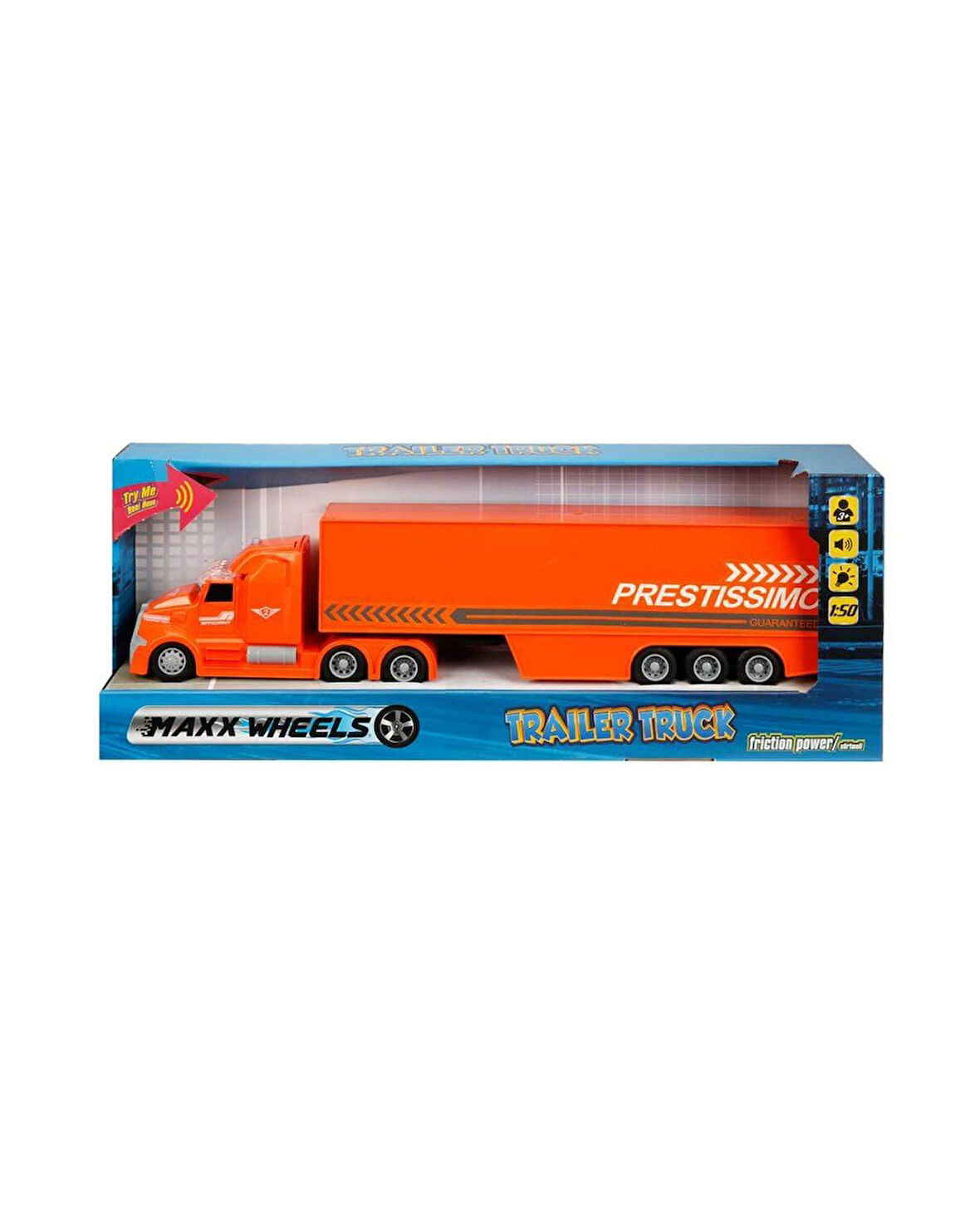 Maxx Wheels 1:50 Sesli ve Işıklı Tır 23181 Turuncu