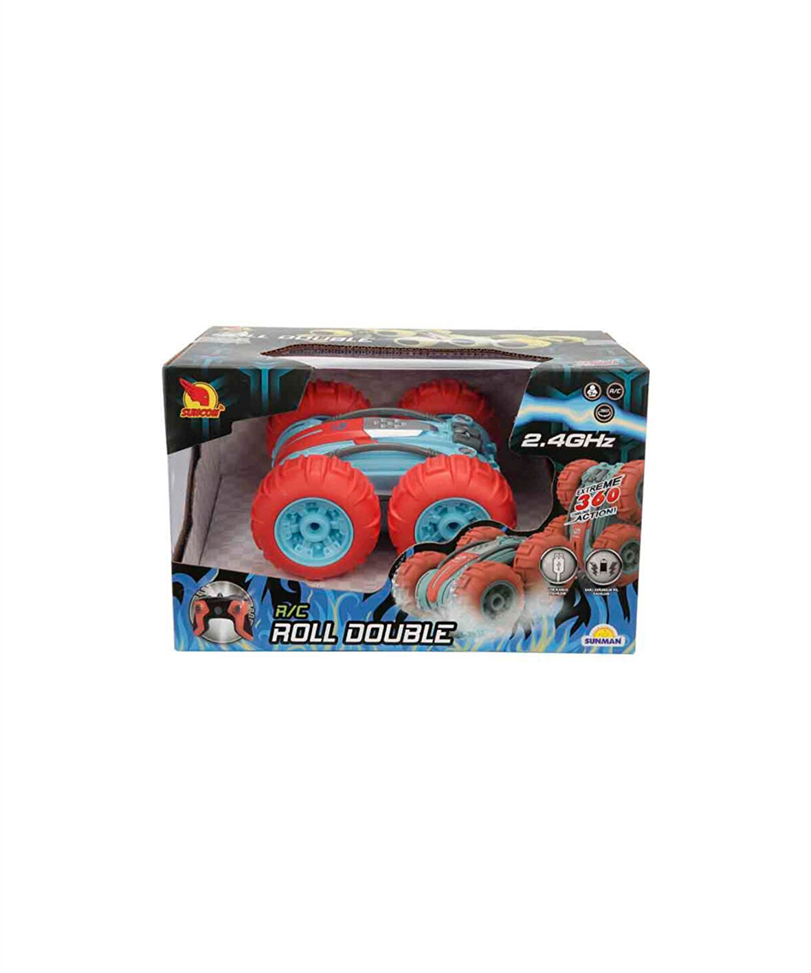 Roll Double 360 Derece Dönen Uzaktan Kumandalı Araba 16 cm 25338 Turuncu