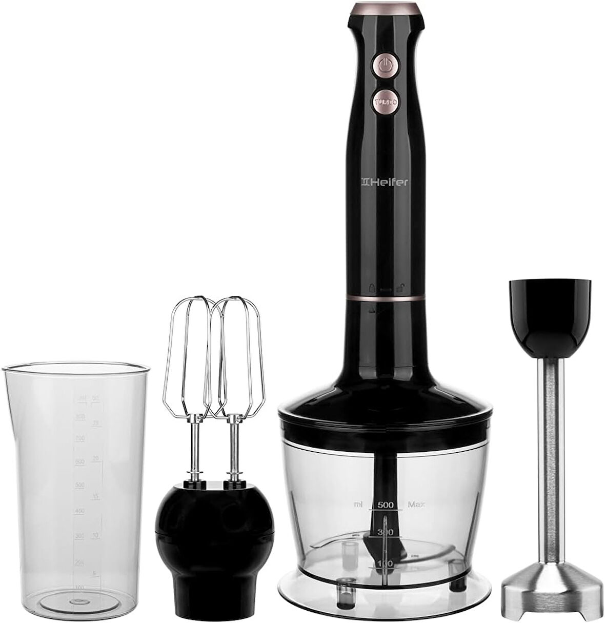 Heifer Blender Seti, 1500W, 4 Kanatlı Paslanmaz Çelik Bıçak, Turbo Modu ROSE GOLD