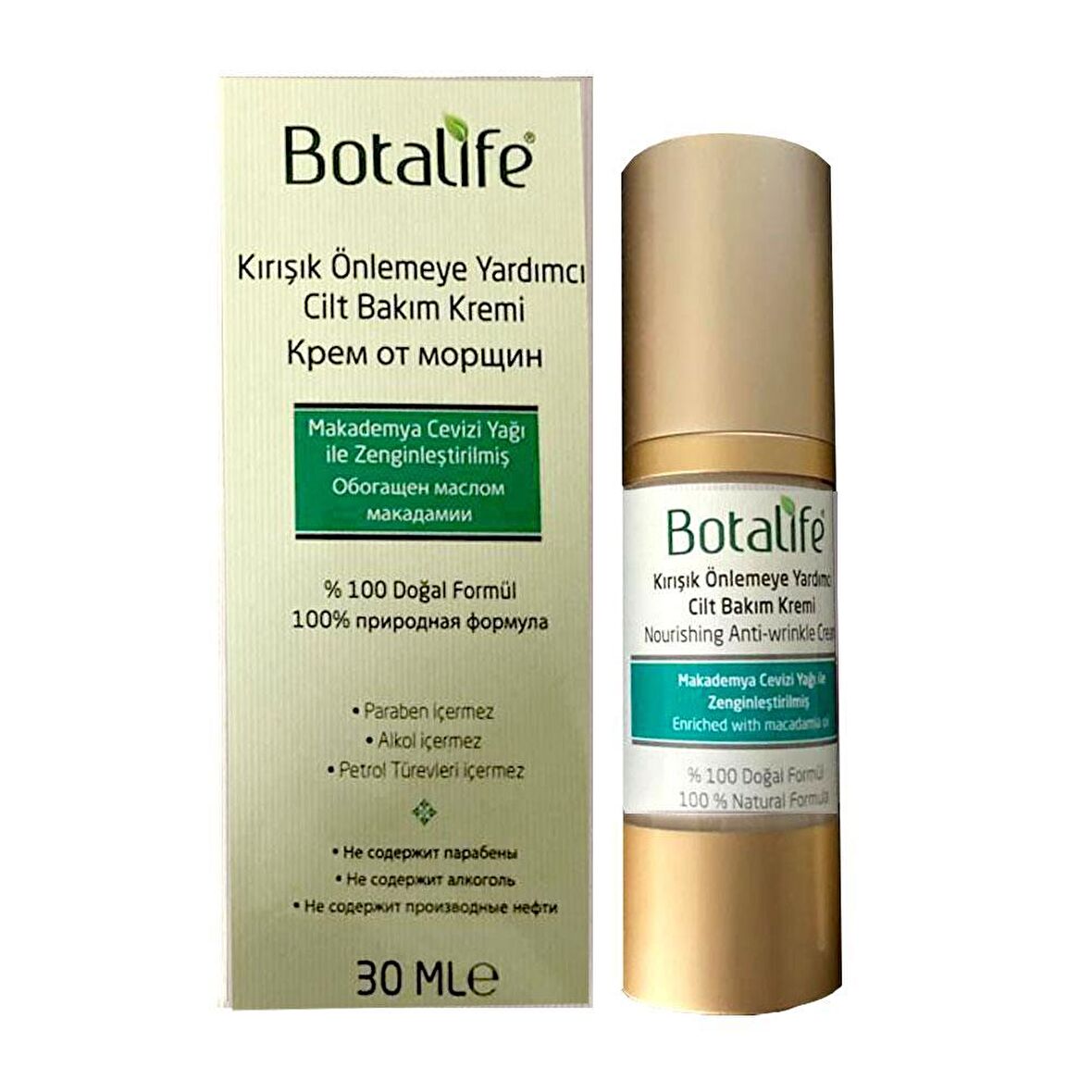 Botalife Doğal Kırışıklık Önleyici Kremi 30ml Saf Parabensiz Yüz