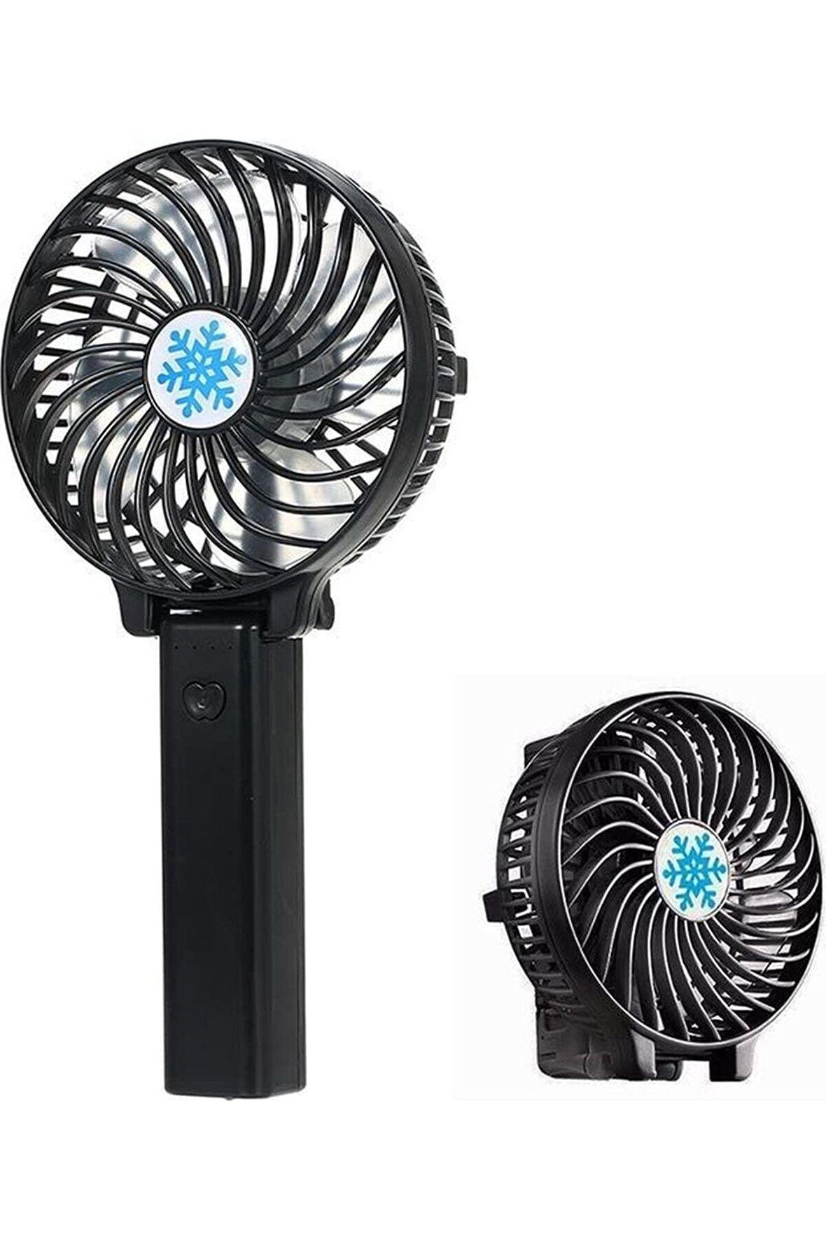 Mini Fan Tutmalı Şarjlı 3 Kademeli Işıklı Fan Vantilatör Klima Soğutucu Fan aüstü Vantilatör (Siyah)