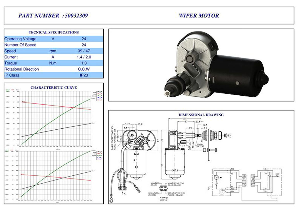 Unıversal Traktor Silecek Motoru 24v Traktor Kabını On Cam - Baskurt 50032309