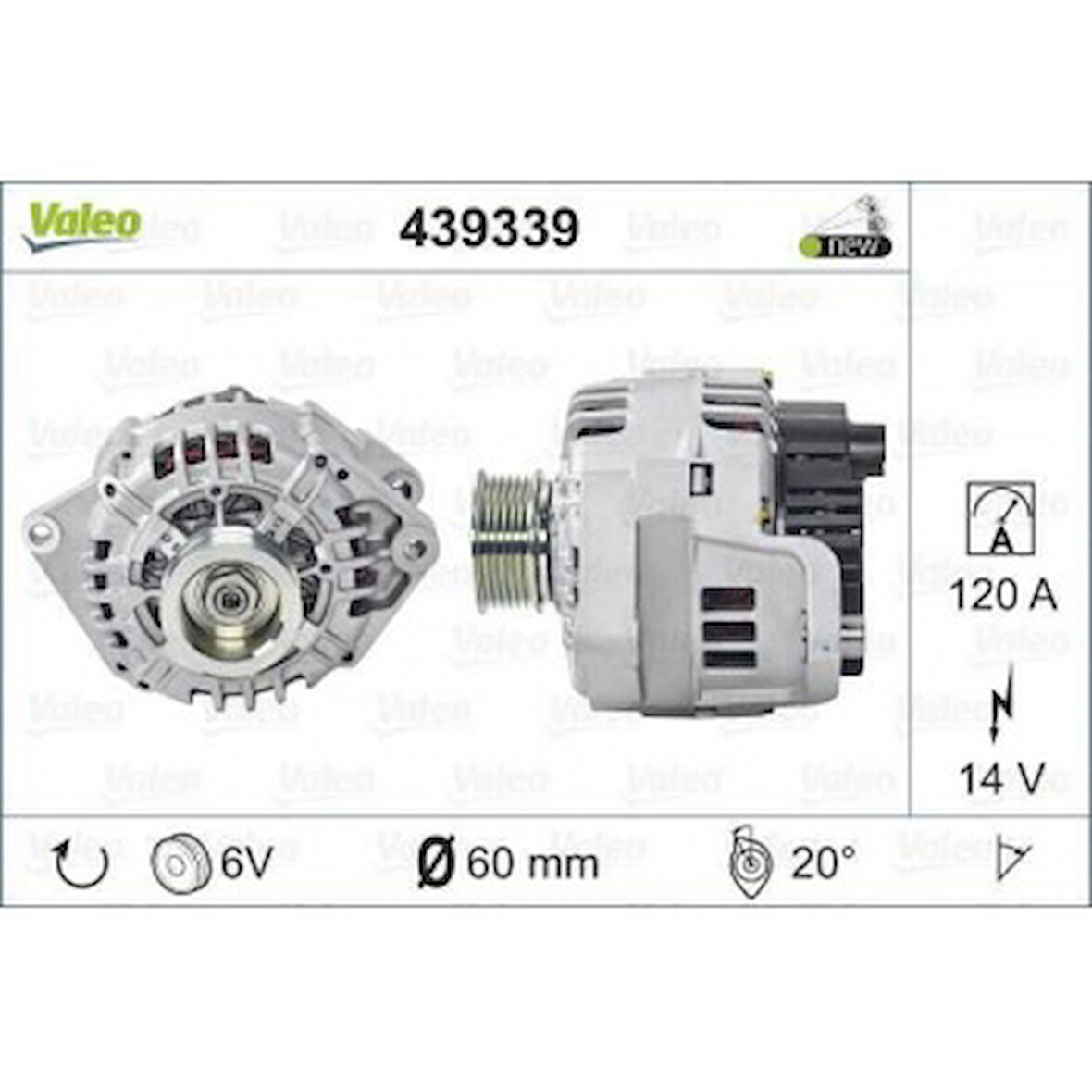 Fiat Alternator 14v 120a Boxer II Jumper II 2,8hdi 03>06 Ducato 2,8jtd / 2,3jtd 02>06 - Valeo 439339