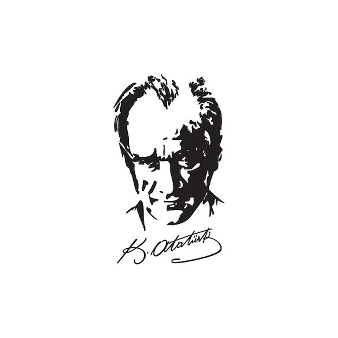 İmzalı Atatürk Silüet Oto Sticker 17 cm x 30 cm