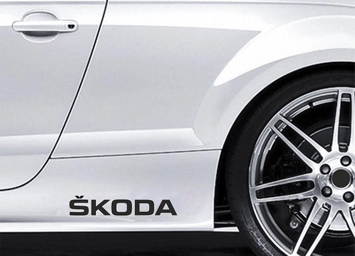 Skoda Yapıştırma Marşpiyel Yazısı Sticker 2 Adet
