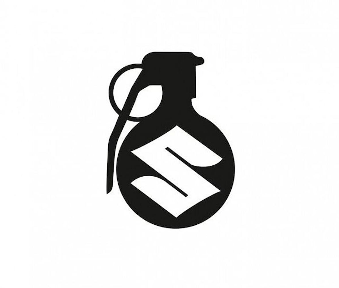 Suzuki Araba Komik El Bombası Sticker Yapıştırma