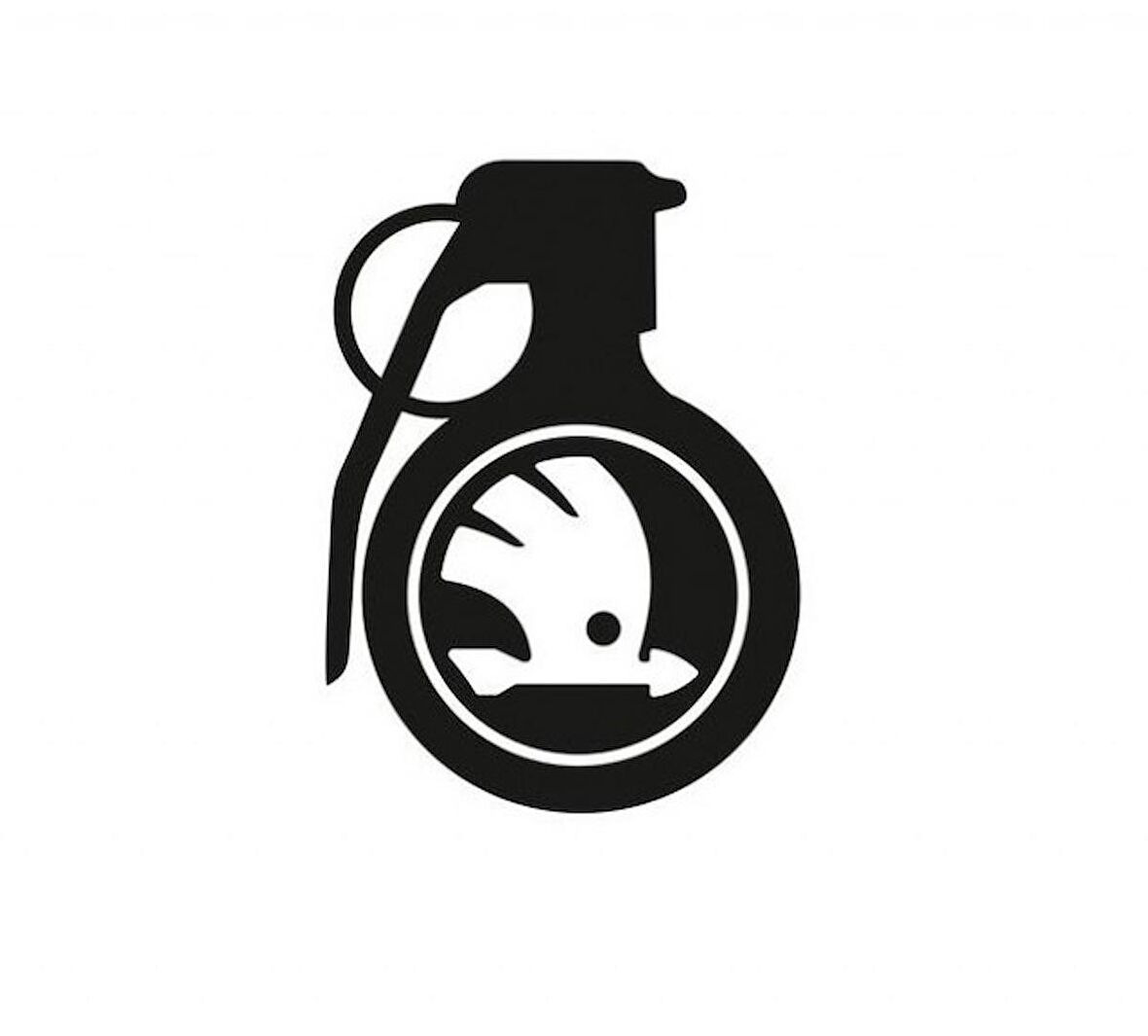 Skoda Araba Komik El Bombası Sticker Yapıştırma