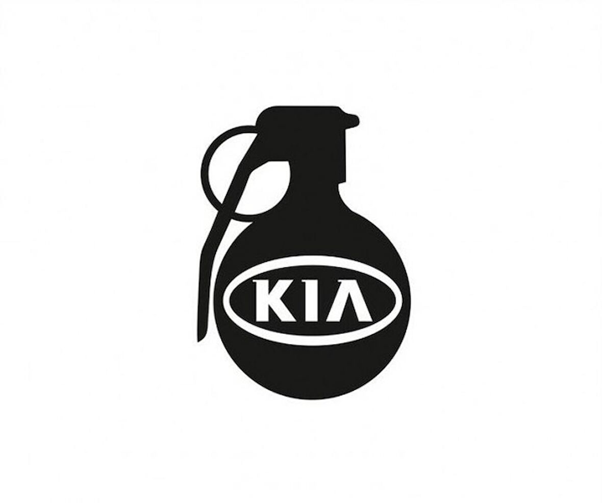 Kia Araba Komik El Bombası Sticker Yapıştırma
