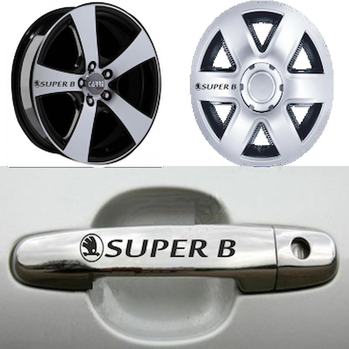 SKODA SUPER B Kapı Kolu Jant Sticker Yapıştırma 8 Ad
