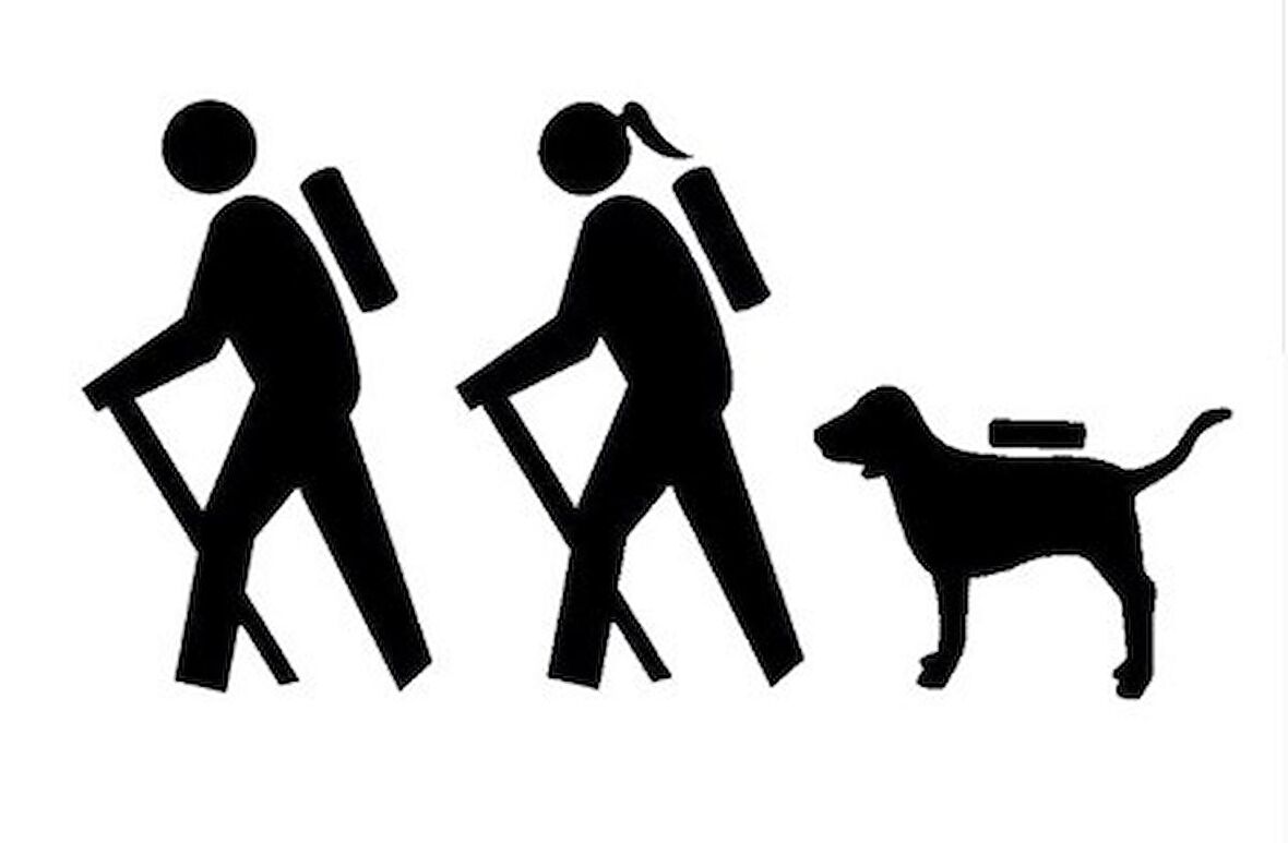 Çift Yürüyüş Köpek Kamp Aile Araba Sticker