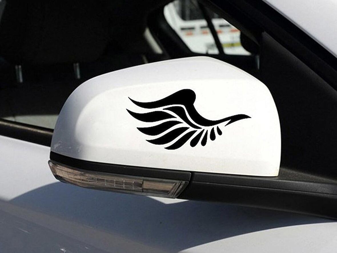 Kanat Desenli Araba Ayna Yapıştırması