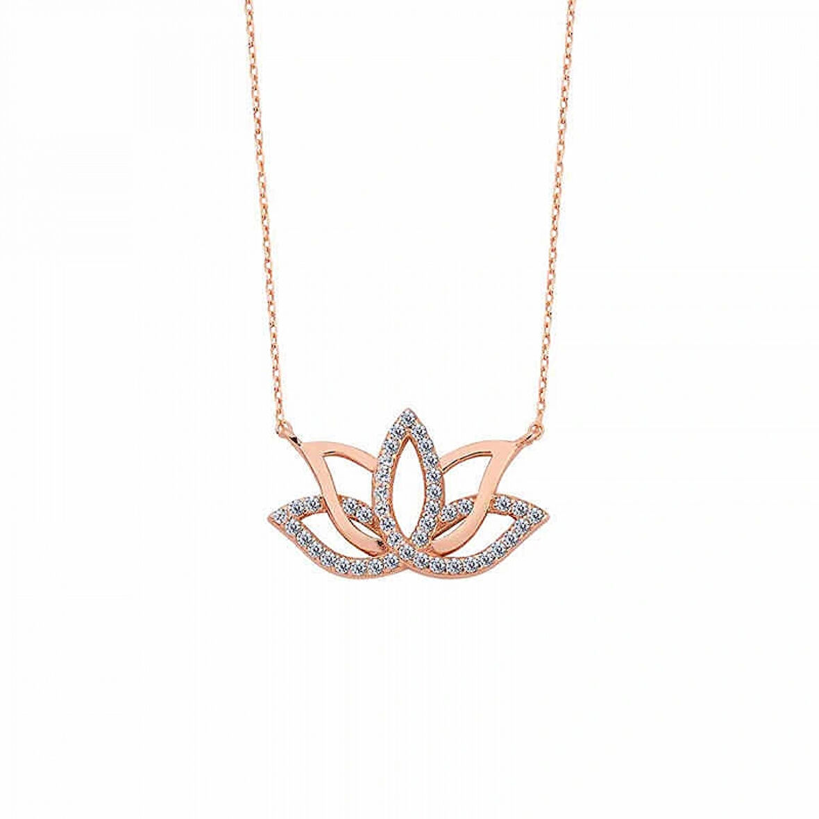 925 Ayar Gümüş Lotus Çiçeği Gümüş Kolye T6242 (599599)