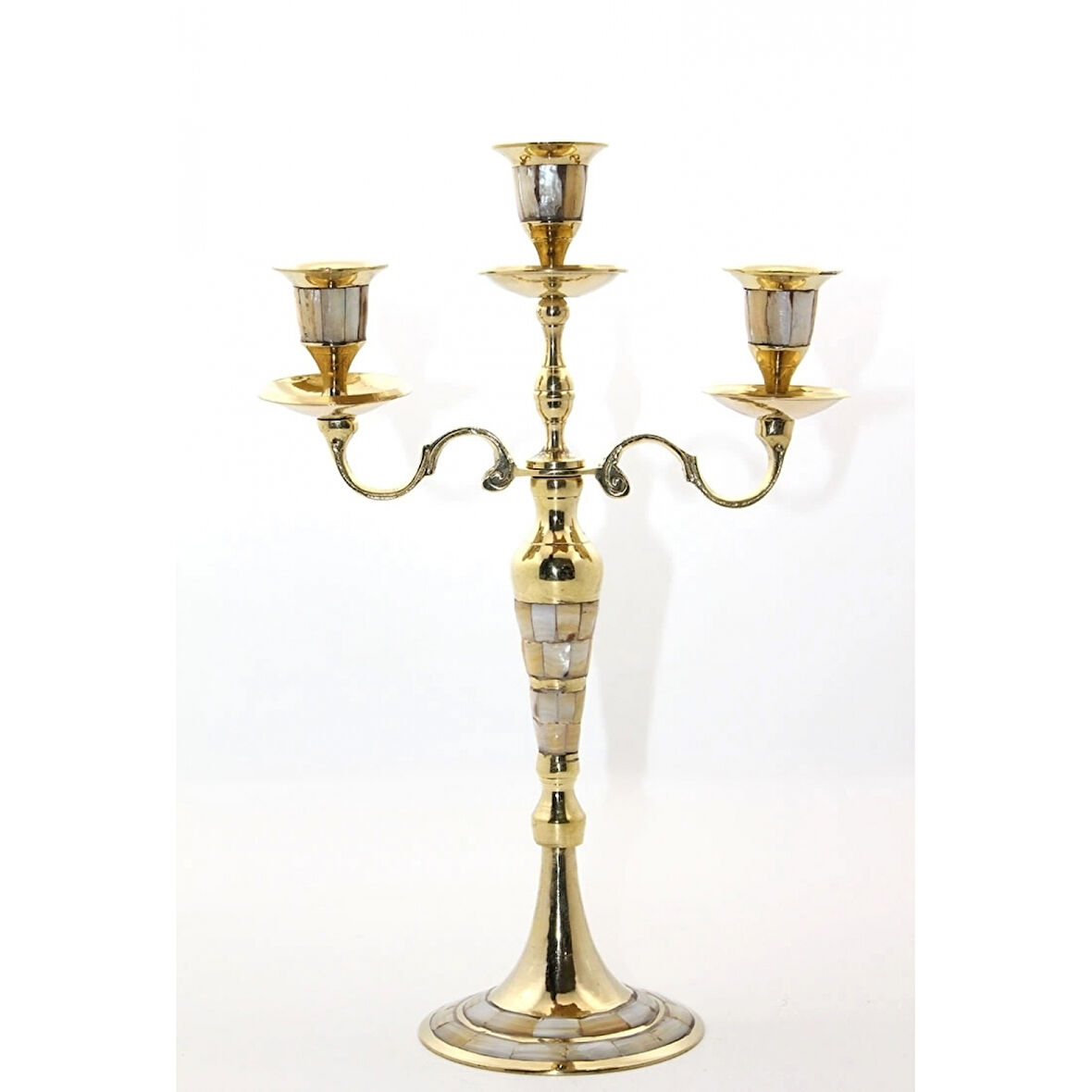 Pirinç Sedefli 3'lü Şamdan 26096