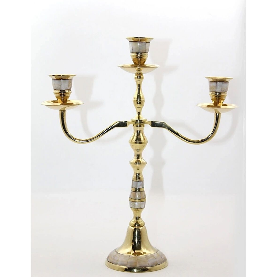 Pirinç Sedefli 3'lü Şamdan 19124