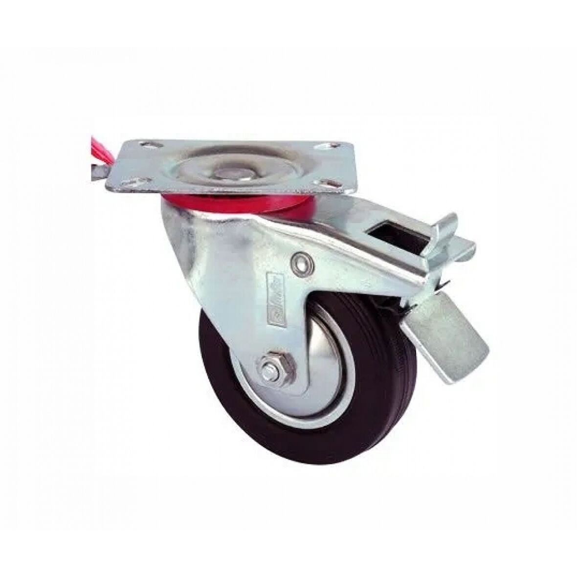 Servis Tekeri - Tablalı Frenli Siyah Döner - Çap 125 Mm