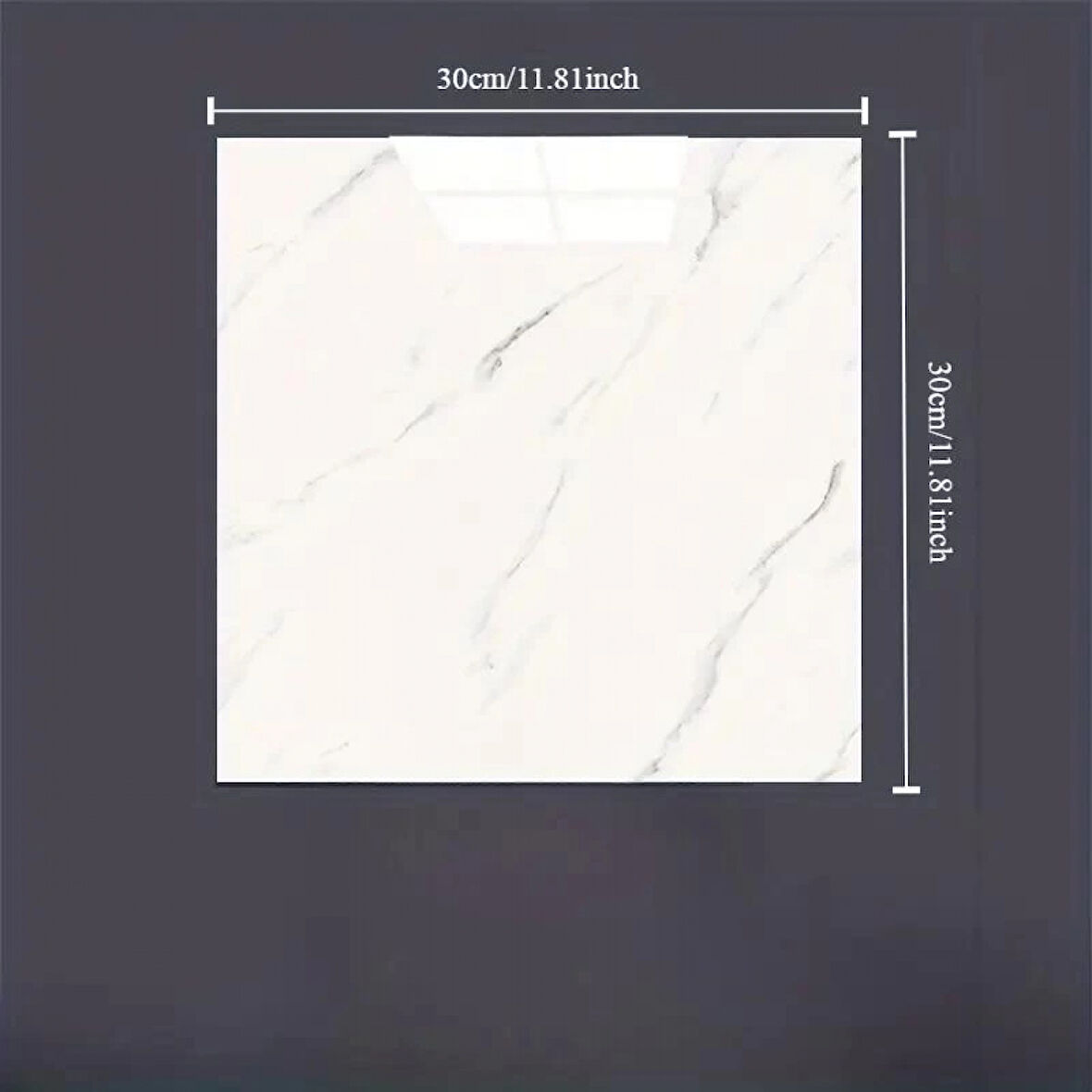 Beyaz Mermer Desenli Alüminyum Plastik Duvar Sticker (30*30)