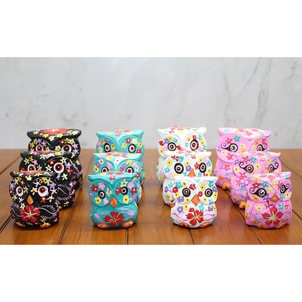 Ahşap 3'lü Baykuş Seti Polos:3