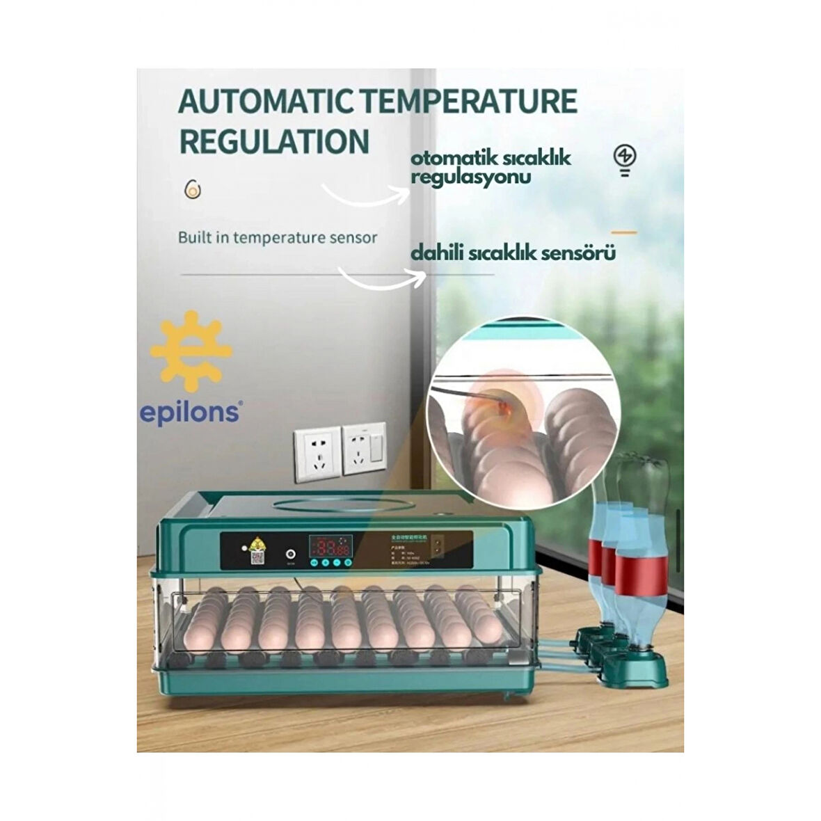 Profesyonel 130 Yumurtalık Tam Otomatik Kuluçka Makinesi Yedek Motorlu Tavuk Kaz Ördek Bıldırcın Güvercin Süs Kuşu İçin Tasarlanmış