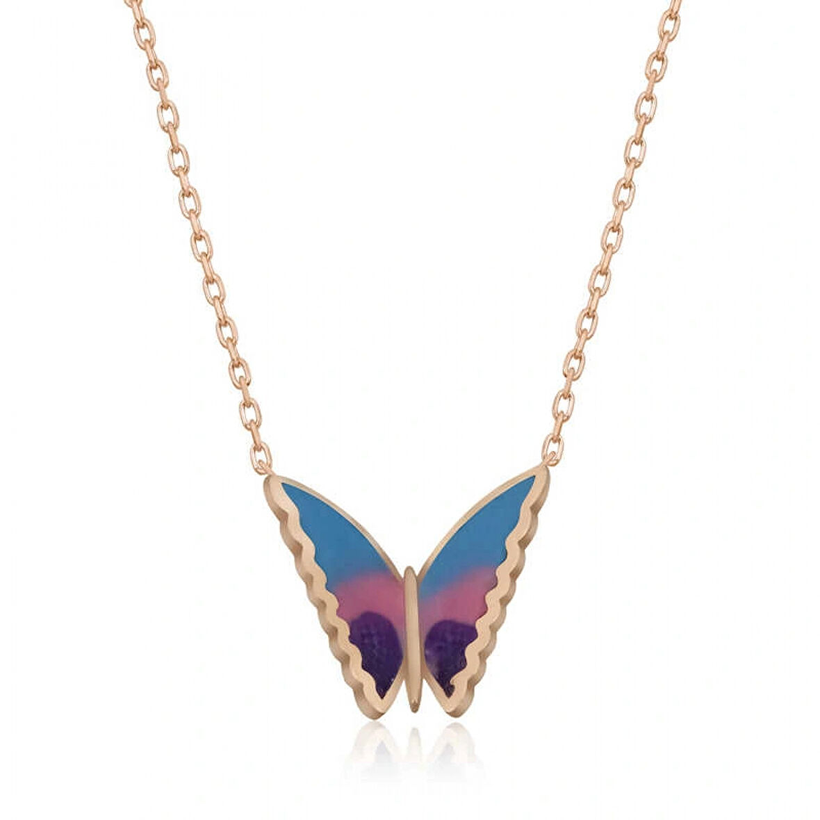 925 Ayar Gümüş Minimal Kelebek Kadın Gümüş Kolye T5956 (599599)