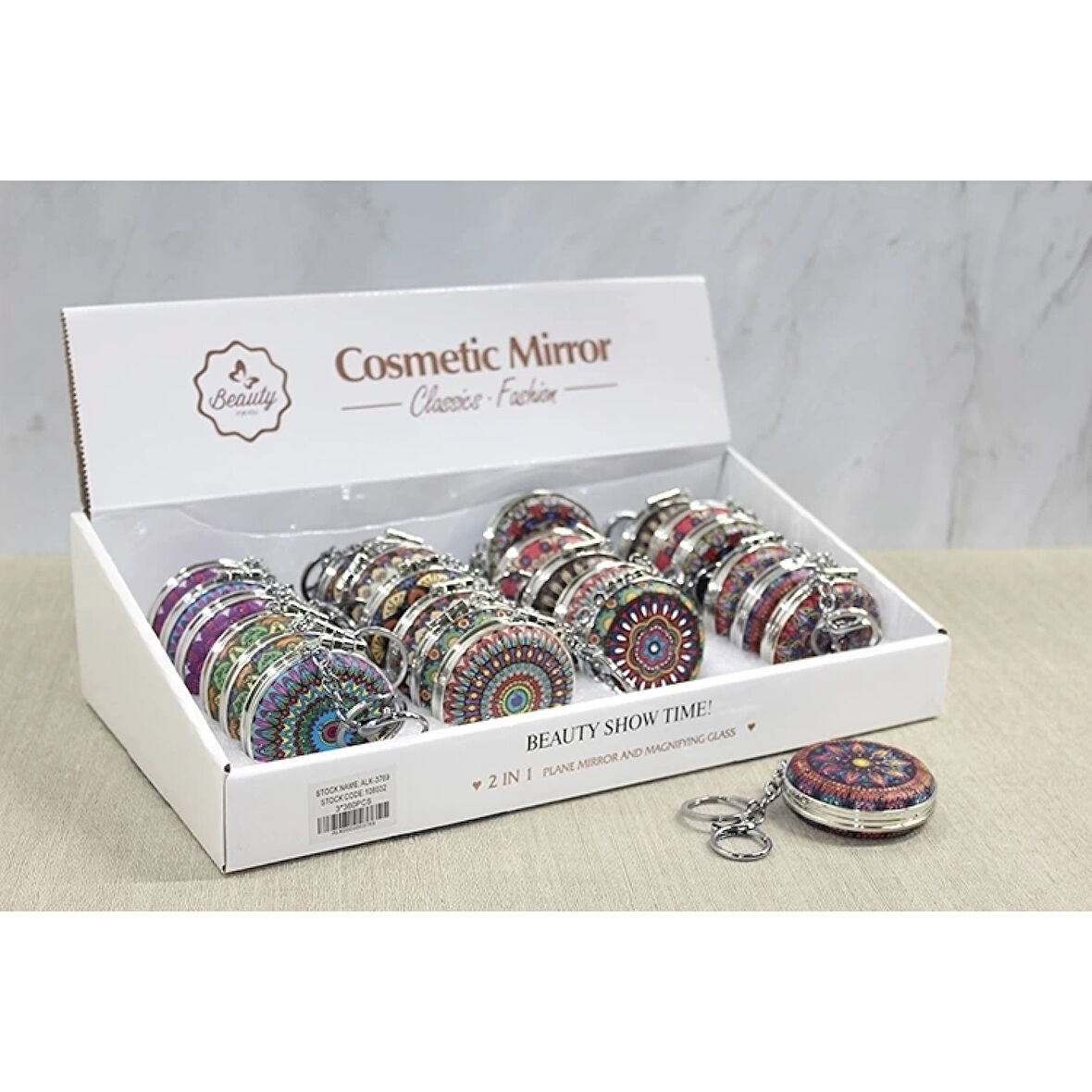 Taşlı El Aynası Anahtarlık Alk3769