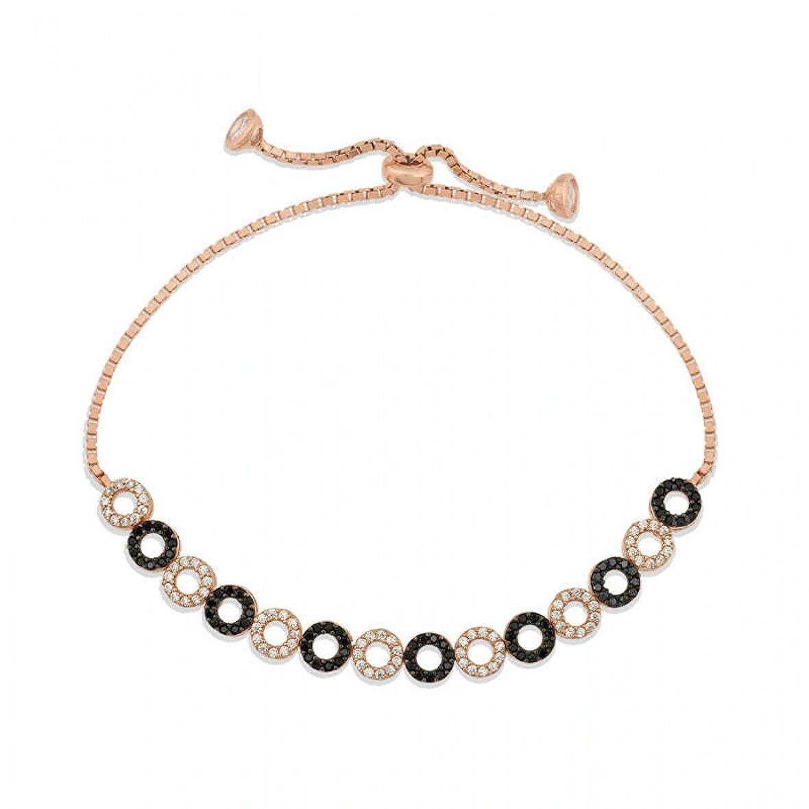 925 Ayar Gümüş Rose Halka Asansör Bileklik T4474 (599599)