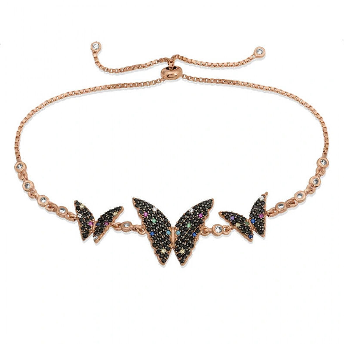 925 Ayar Gümüş Rose Kelebek Asansör Bileklik BR0460666 (599599)