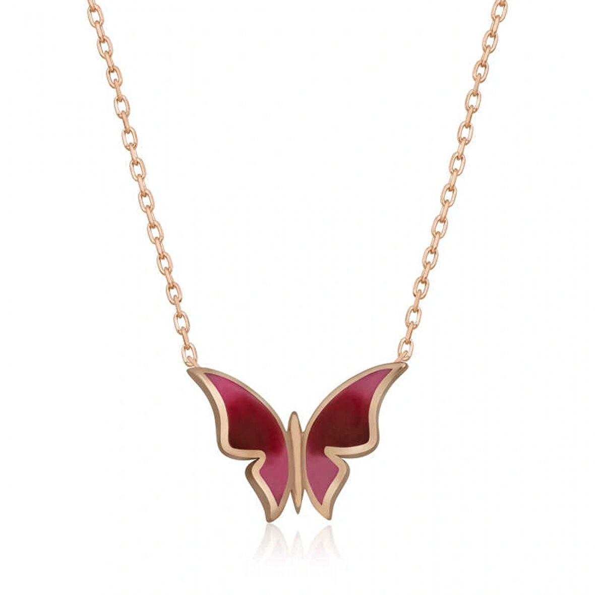 925 Ayar Gümüş Rose Minimal Kelebek Kadın Gümüş Kolye T5954 (599599)