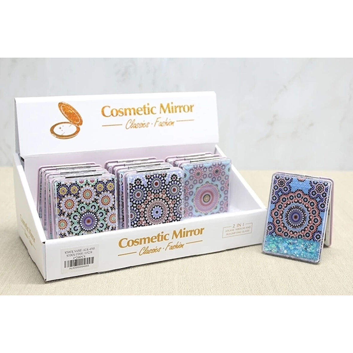 Mandala Desenli Hareketli Sulu El Aynası Alk4585