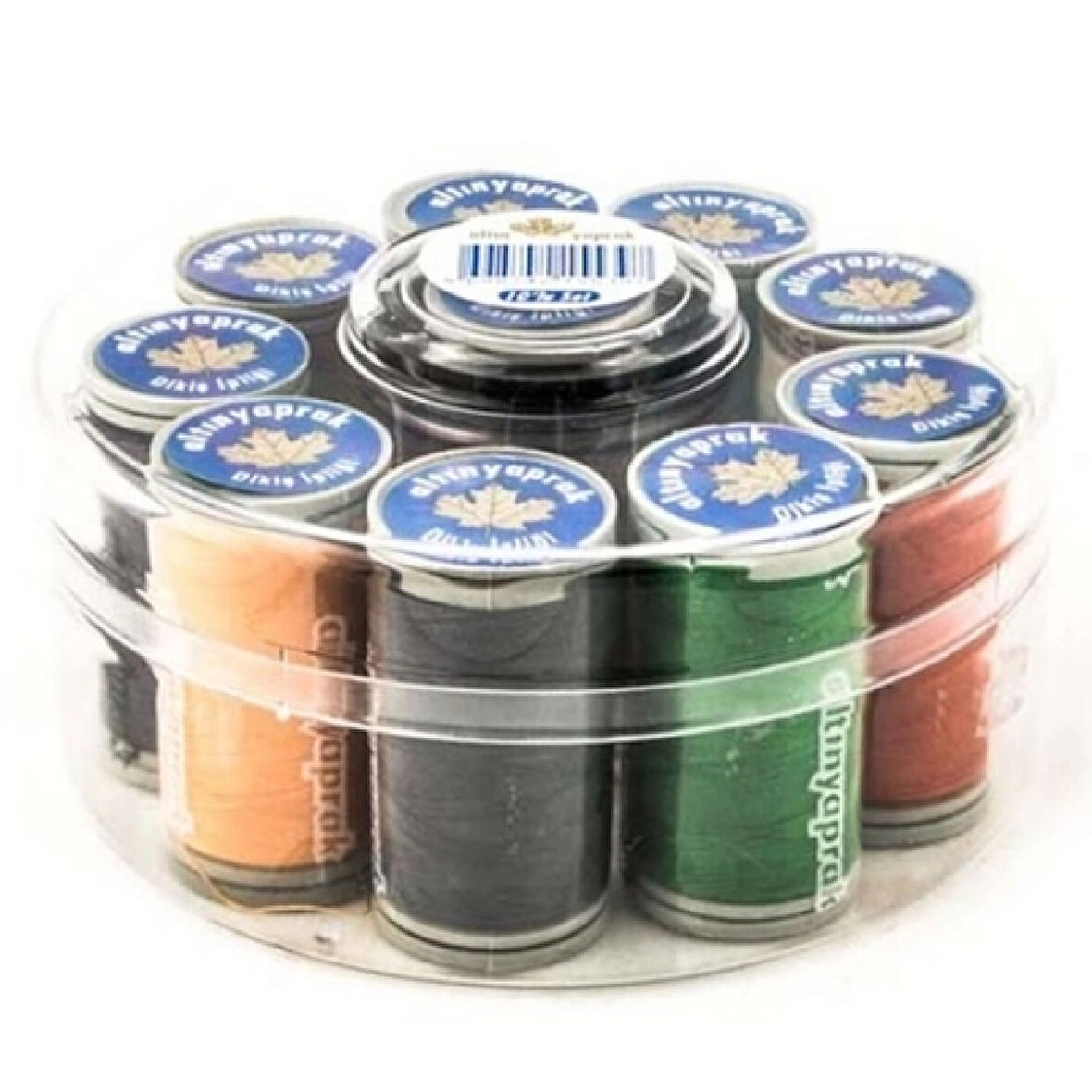 Altın Yaprak Dikiş İpliği Seti 10'lu Yuvarlak Kutulu